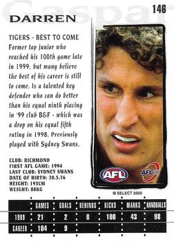 2000 Select AFL Millennium #146 Darren Gaspar Back